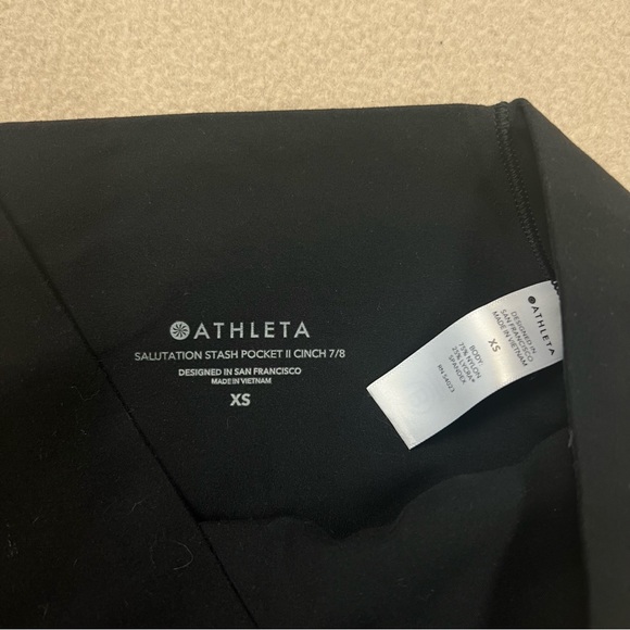 Athleta Salutation Stash Pocket II Cinch 7/8 Tight Womens XS Black nylon blend - Picture 7 of 7